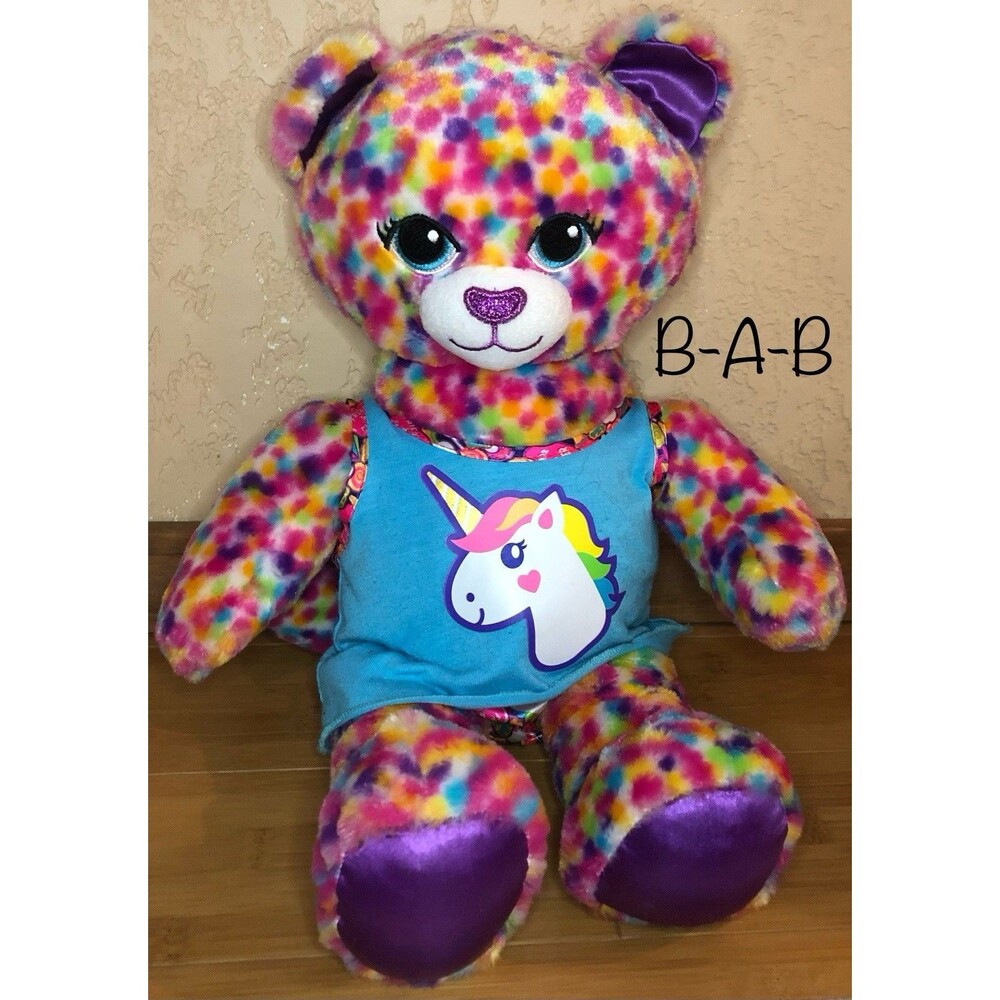 Build A Bear Workshop Rainbow Glitter Confetti Kitty 16” Stuffed Animal